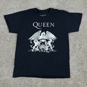 Queen Shirt Mens Large Black White Cotton Short Sleeve Music Rock Casual